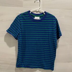 Hanna Andersson Navy & Kelly Green Striped Short-Sleeve Tee